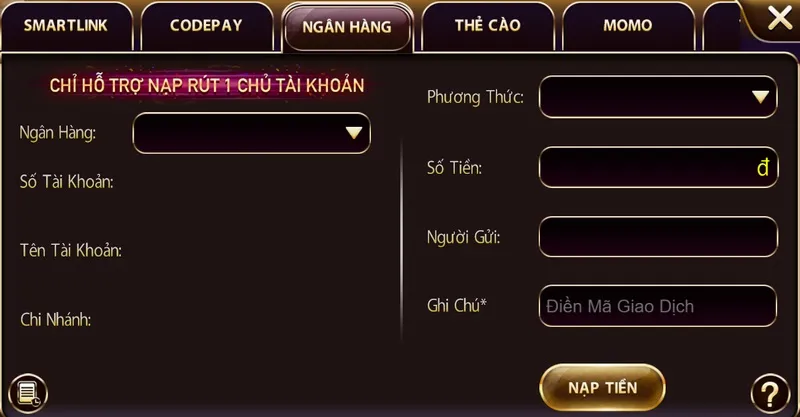 Chi tiết các bước nạp tiền trên cổng game đổi thưởng