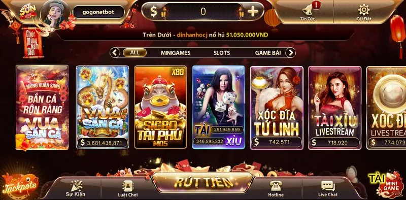 Cổng game sở hữu giao diện bắt mắt cùng bố cục rõ ràng